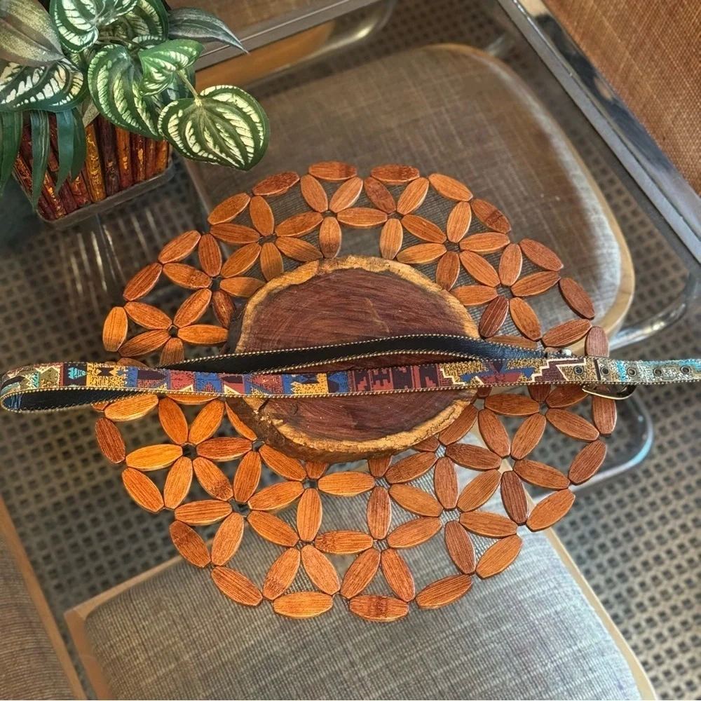 Aztec Multicolor Patterned Women's Belt Silver Buckle Trim 41